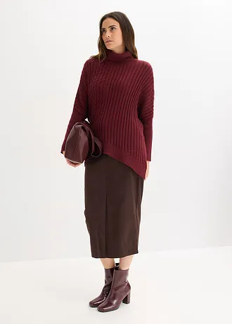 Oversize svetr ve stylu ponča • javorově červená • bonprix obchod