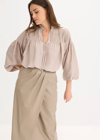 Zavinovací midi sukně z imitace kůže • hnědošedá • bonprix obchod