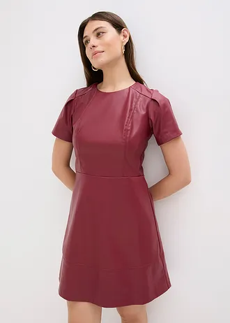 Imitatieleren jurk, Kleur: bordeaux