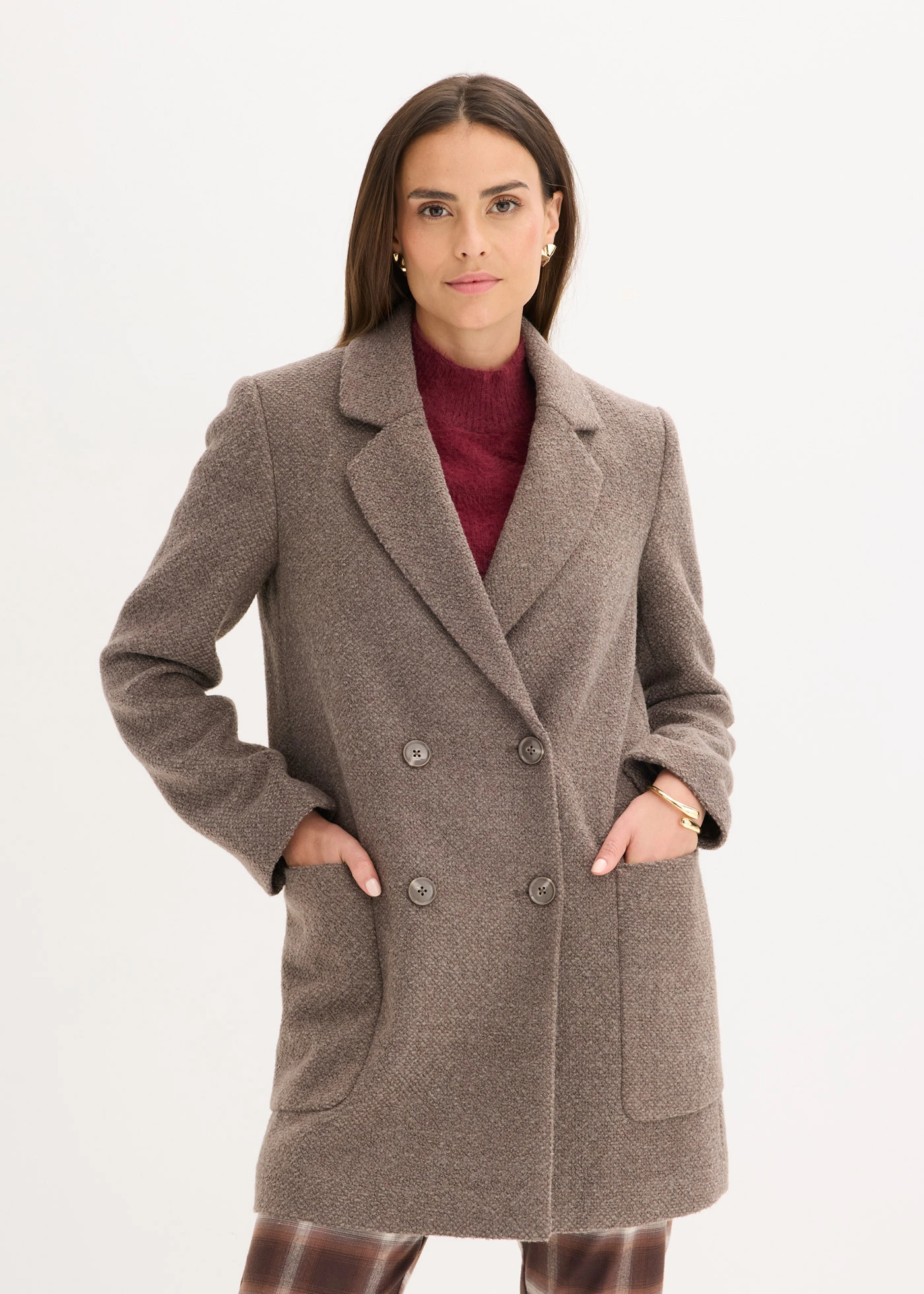 Manteau court • taupe/marron chiné • Boutique bonprix