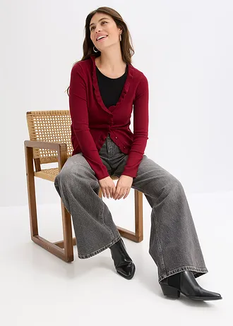 Fijngebreid vest in een soepele viscosemix • rood • bonprix online shop