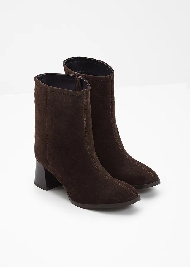 Bottines en cuir, Couleur: marron foncé