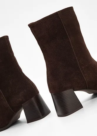 Kotníková obuv z kůže • tmavě hnědá • bonprix obchod