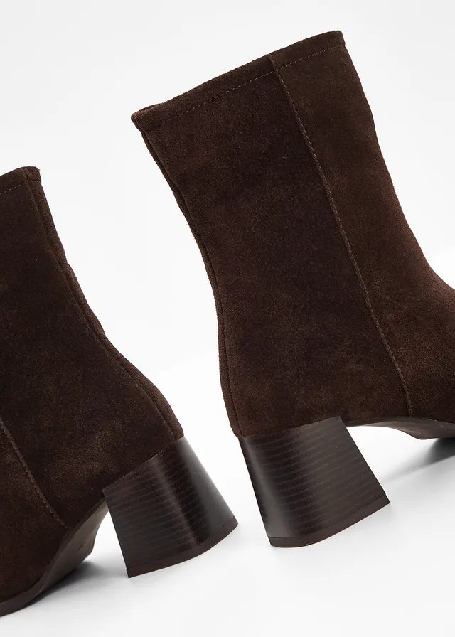 Bottines en cuir, Couleur: marron foncé