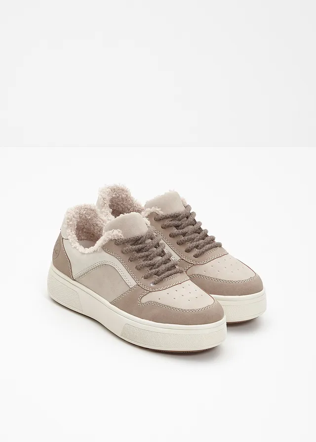 Gevoerde plateau sneakers van Rieker, Kleur: beige