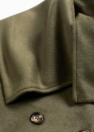 Płaszcz oversize z materiału w optyce wełny, z szerokim kołnierzem • ciemny oliwkowy • sklep bonprix