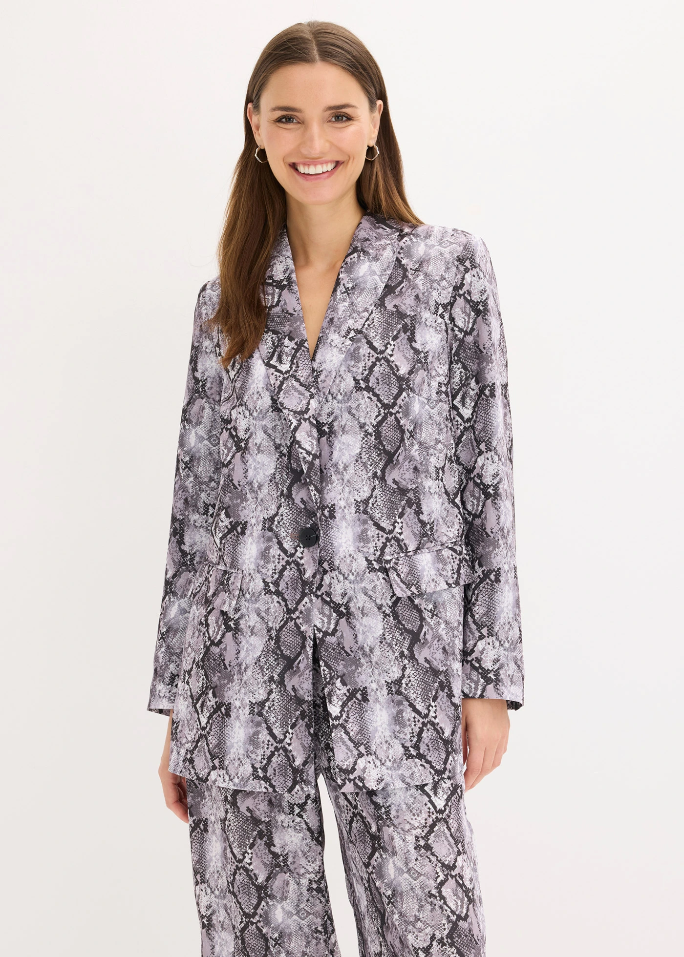 Dlouhý blejzr • šedohnědá s hadím potiskem • bonprix obchod