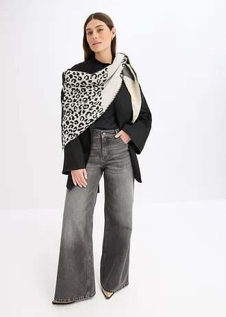 Trojúhelníkový šátek, barva: hnědo-černá s leopardím potiskem