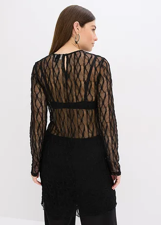 Krátké krajkové šaty, barva: černá