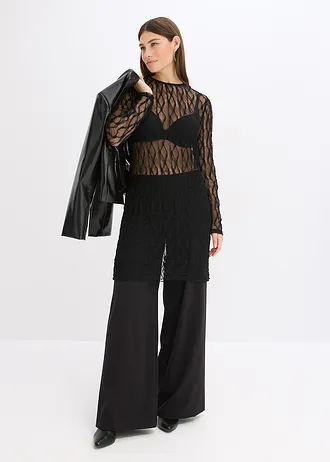 Krátké krajkové šaty, barva: černá