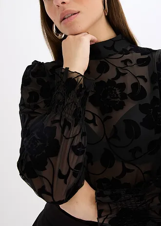 Licht transparante longsleeve • zwart • bonprix online shop