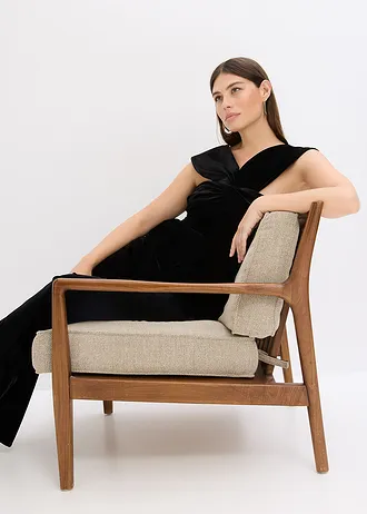 Žerzejový overal ze splývavého sametu • černá • bonprix obchod