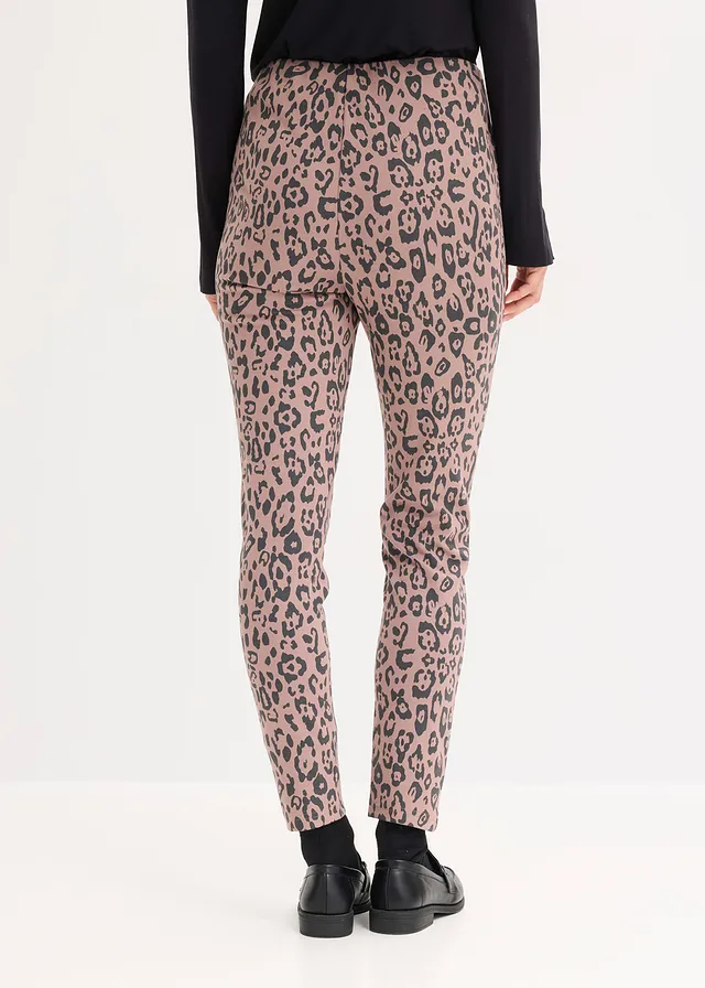 Pantalon élastiqué en jersey milano, viscose majoritaire • marron mat-anthracite léopard • product-page.page-title-suffix