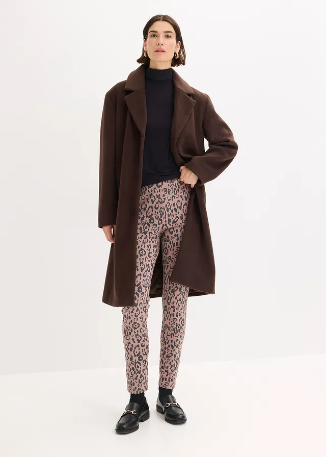 Pantalon élastiqué en jersey milano, viscose majoritaire • marron mat-anthracite léopard • product-page.page-title-suffix