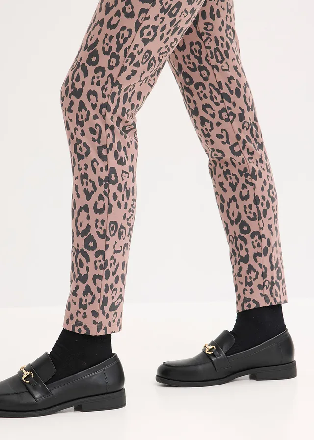 Pantalon élastiqué en jersey milano, viscose majoritaire • marron mat-anthracite léopard • product-page.page-title-suffix