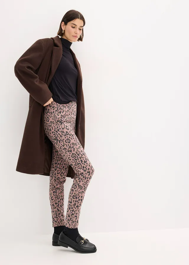 Pantalon élastiqué en jersey milano, viscose majoritaire • marron mat-anthracite léopard • product-page.page-title-suffix
