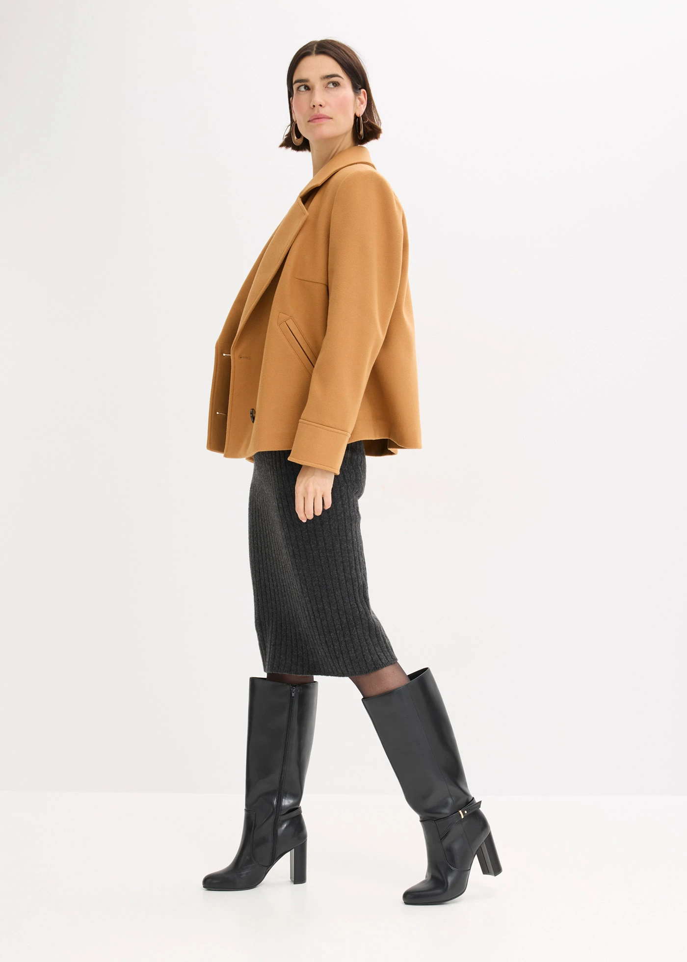 Pletené šaty s podílem vlny • antracitový melír melír • bonprix obchod