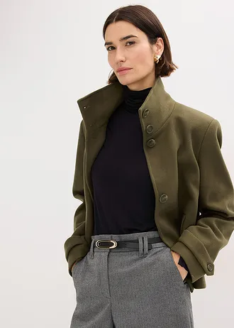 Kabátek s vlněným vzhledem • tmavě olivová • bonprix obchod