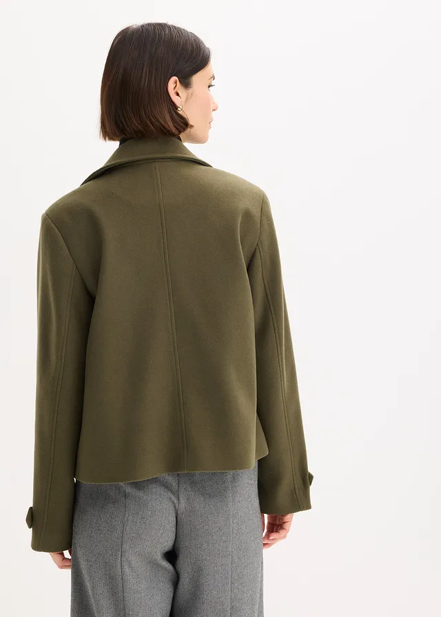 Jas in wollen look • donkerolijfgroen • product-page.page-title-suffix