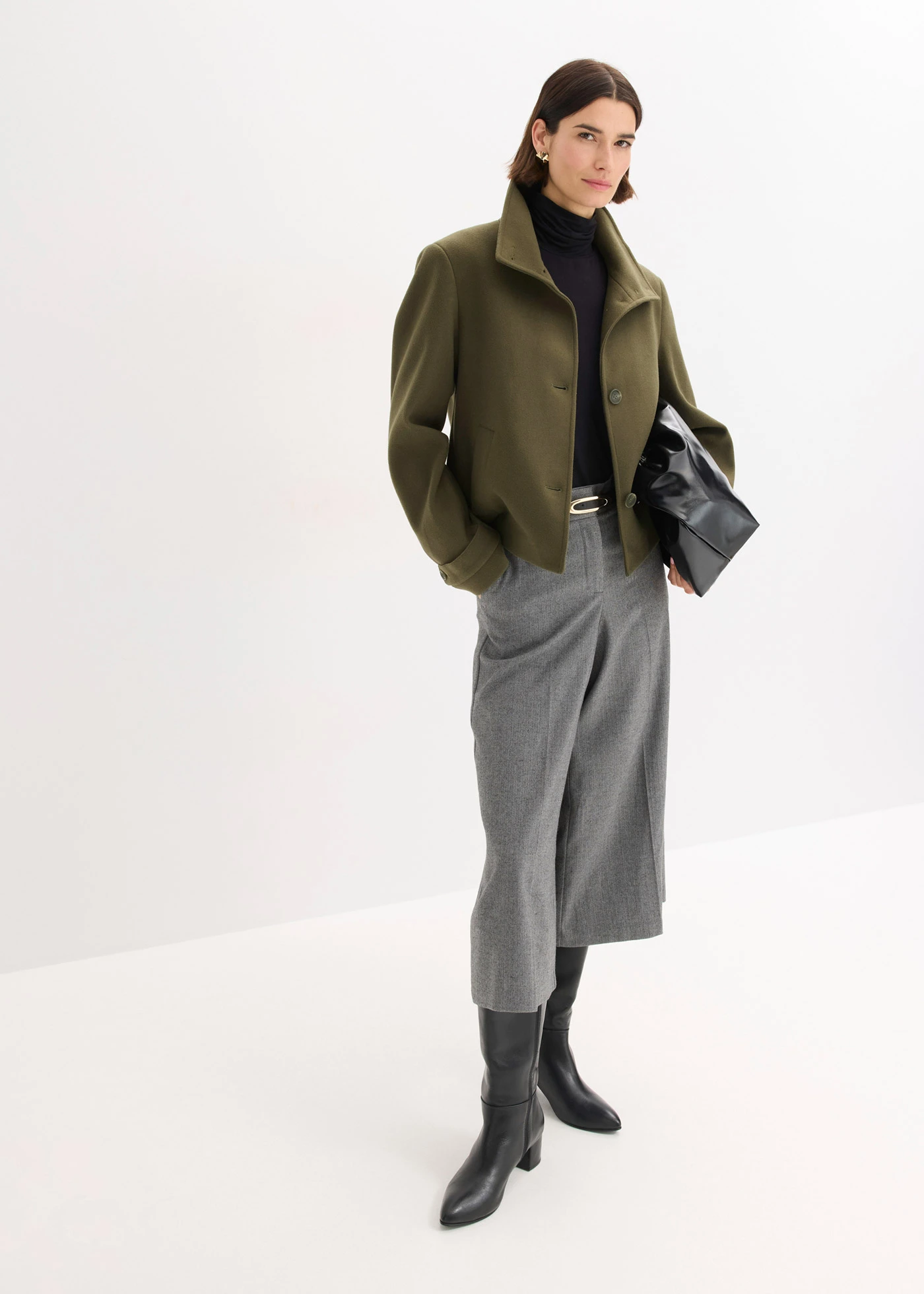 Kabátek s vlněným vzhledem • tmavě olivová • bonprix obchod