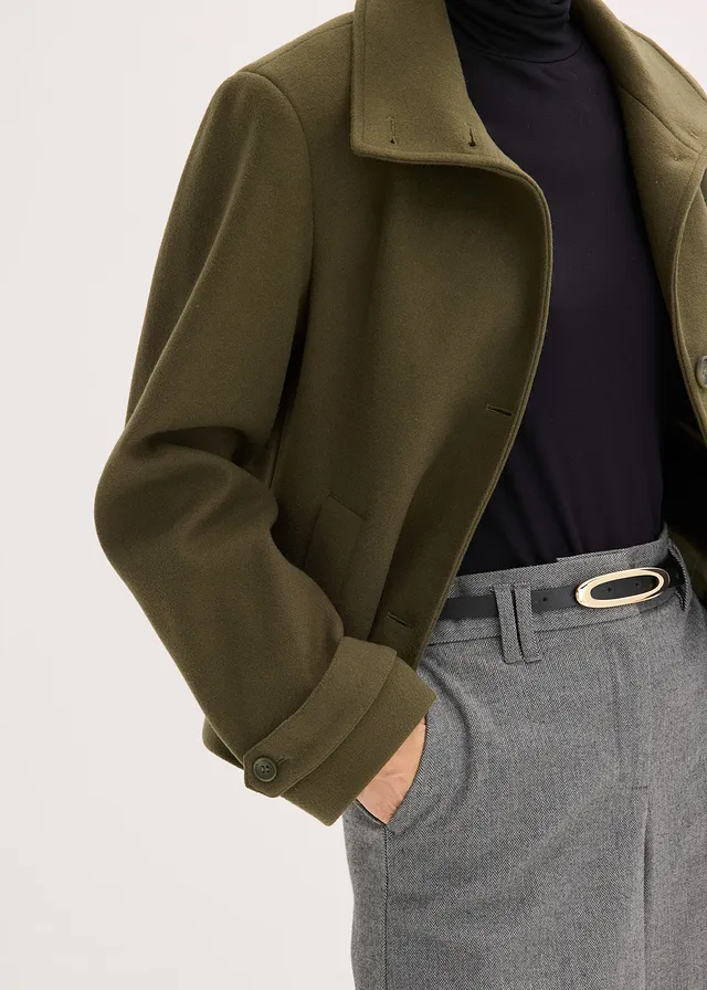 Jas in wollen look • donkerolijfgroen • product-page.page-title-suffix