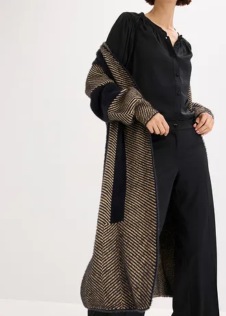 Gilet long en maille • noir • Boutique bonprix