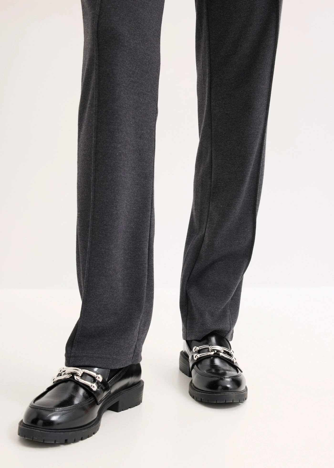 Jersey broek met biezen • antraciet gemêleerd • bonprix online shop