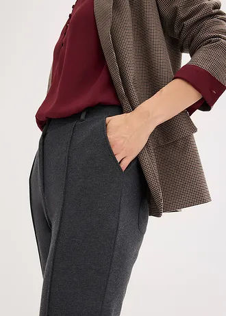 Jersey broek met biezen • antraciet gemêleerd • bonprix online shop
