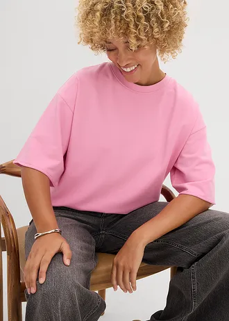 Lang sweatshirt van katoen • bloesempink • bonprix online shop