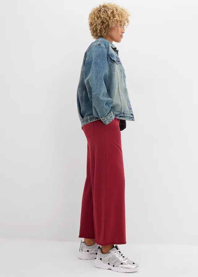 Pantalon sweat 7/8 large en coton • rouge prune • product-page.page-title-suffix