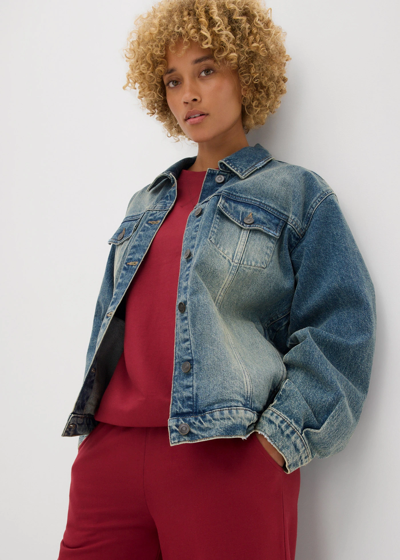 Pantalon 7/8 en sweat • rouge prune • Boutique bonprix