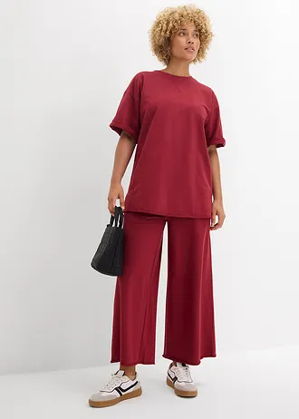 T-shirt long en sweat 100% coton • rouge prune • Boutique bonprix