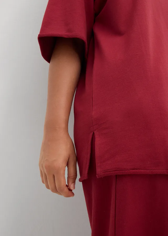 T-shirt long en sweat 100% coton • rouge prune • product-page.page-title-suffix