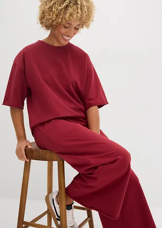 T-shirt long en sweat 100% coton • rouge prune • Boutique bonprix