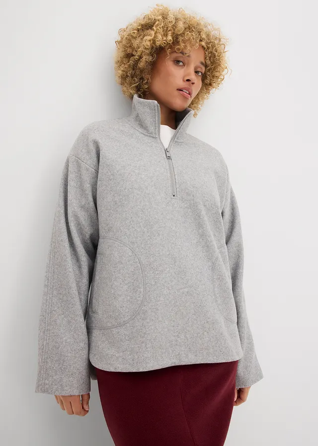 Pull oversize, Couleur: gris ombré chiné