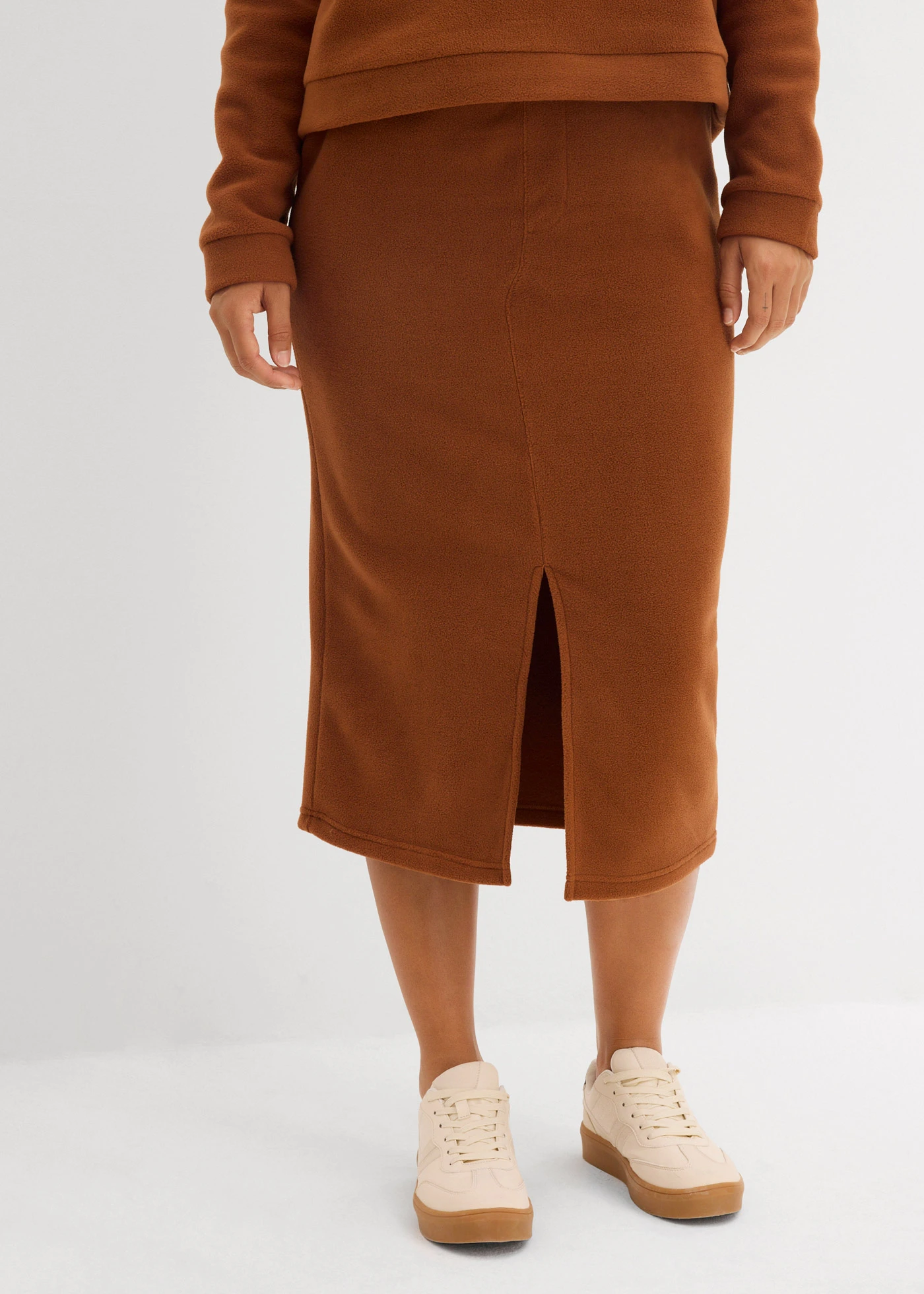 Midi sukně z flísu Polar • cihlově hnědá • bonprix obchod