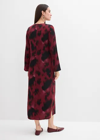 Midi jurk van satijn, Kleur: esdoornrood