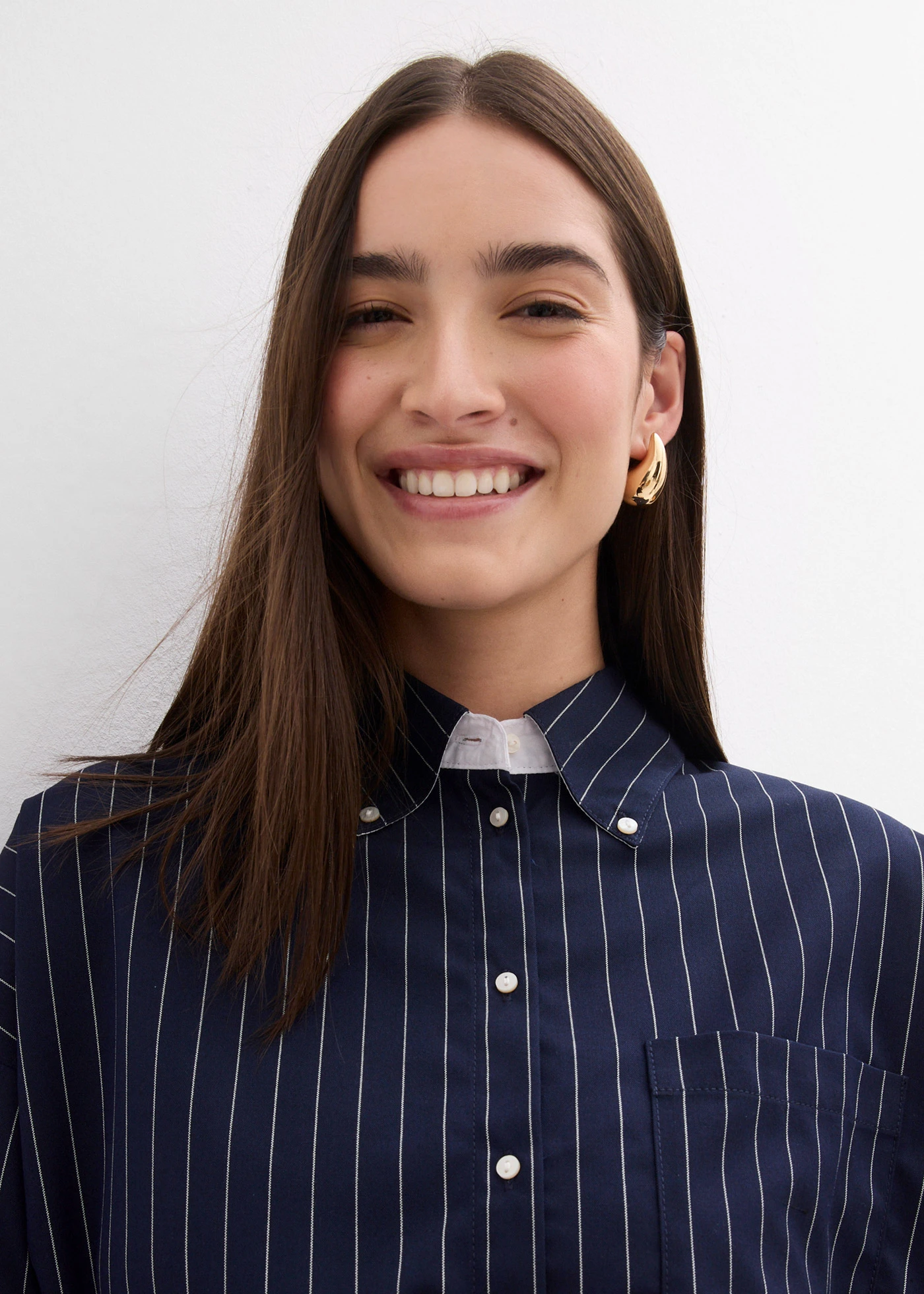 Halenka z viskózové směsi s vlasovým proužkem • tmavě modro-bílá s podélnými proužky • bonprix obchod