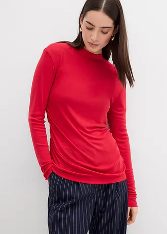 Geribd shirt met plooitjes • rood • bonprix online shop