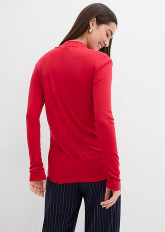 Geribd shirt met plooitjes • rood • bonprix online shop