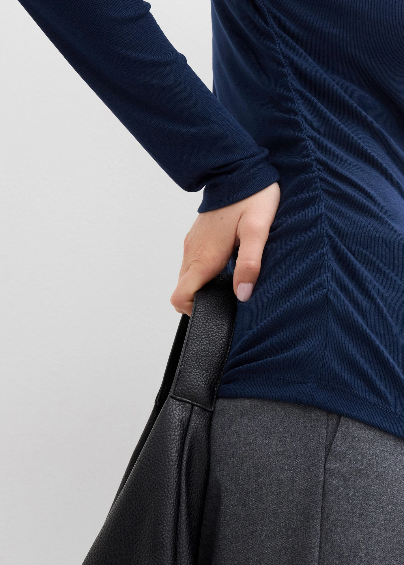 T-shirt côtelé à fronces • bleu foncé • Boutique bonprix