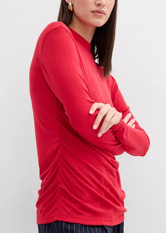 T-shirt côtelé à fronces • rouge • Boutique bonprix