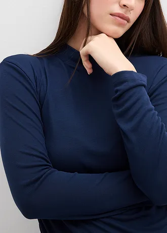 T-shirt côtelé à fronces • bleu foncé • Boutique bonprix