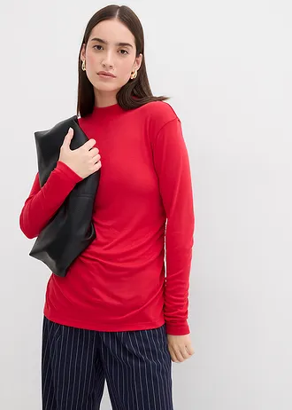 T-shirt côtelé à fronces • rouge • Boutique bonprix