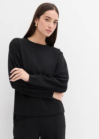 T-shirt manches longues en Punto di Roma • noir • Boutique bonprix