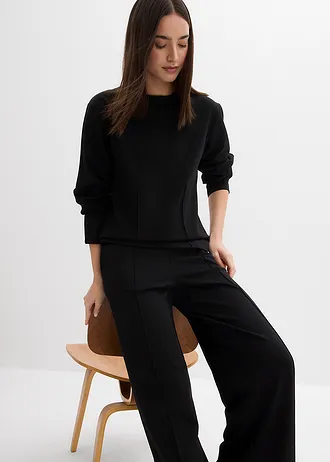 T-shirt manches longues en Punto di Roma • noir • Boutique bonprix