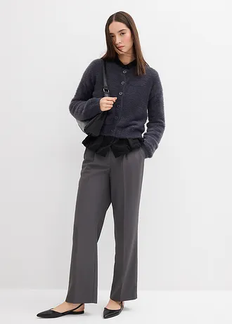 Vest van een verengaren-viscosemix, Kleur: antraciet gemêleerd