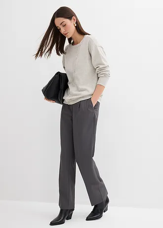 Svetr z jemné pleteniny, s asymetrickou knoflíkovou lištou • šedobéžová melír • bonprix obchod