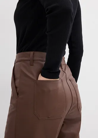 Kalhoty z umělé kůže • hnědá • bonprix obchod