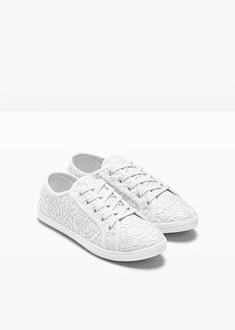 Sneakers met kant, Kleur: wit
